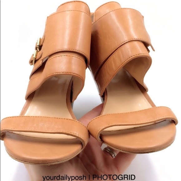 BCBGENERATION brown leather stack heel sandals 9.5 - Picture 3 of 9